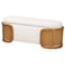 Baxton Studio Basira Japandi Cream Boucle Fabric Storage Bench with Woven Rattan 241-13558-ZORO - alternate 1